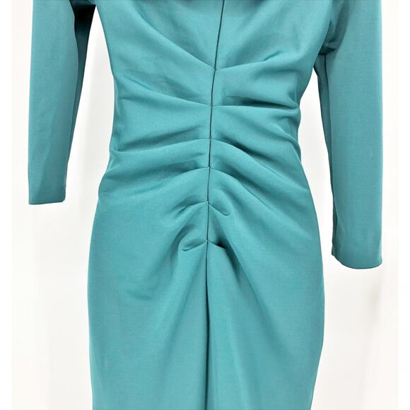 XSCAPE Women's Darla One Shoulder Scuba Crepe Dress 4 Green Long Sleeve NWOT - Picture 10 of 13